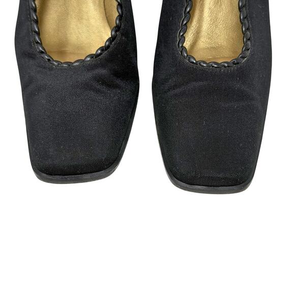 Vintage Stuart Weitzman Square Toe 2" Flared Block Heel Pumps Womens 6.5 N Black - Picture 7 of 16